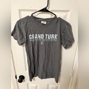 SOLD Short sleeve shirt with Grand Turk writing, gray, size Small, unisex